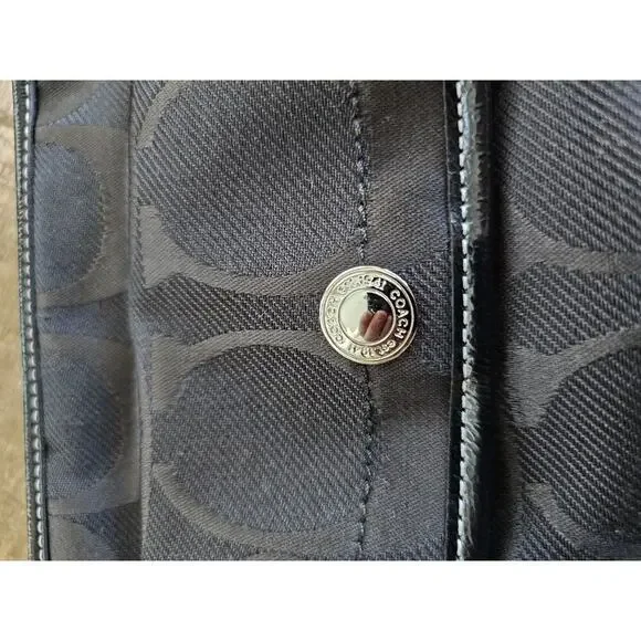 Coach Black Signature Ashley Shoulder Bag F16550 EUC Logo Charm - Picture 7 of 16